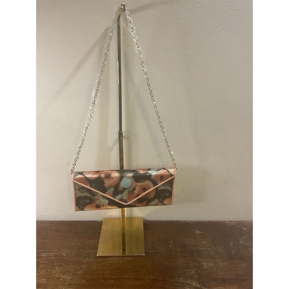 Aldo Womens Black Floral Beaded Clutch Evening Bag Chain Strap Acrylic Alloy​​